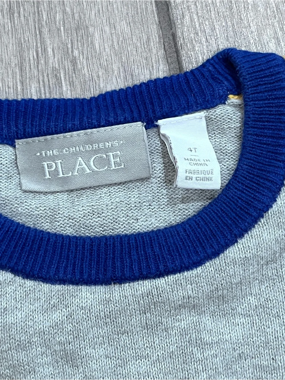 The Children's Place Gray Sweater with Navy Dino & Multicolor Stripe Sleeves